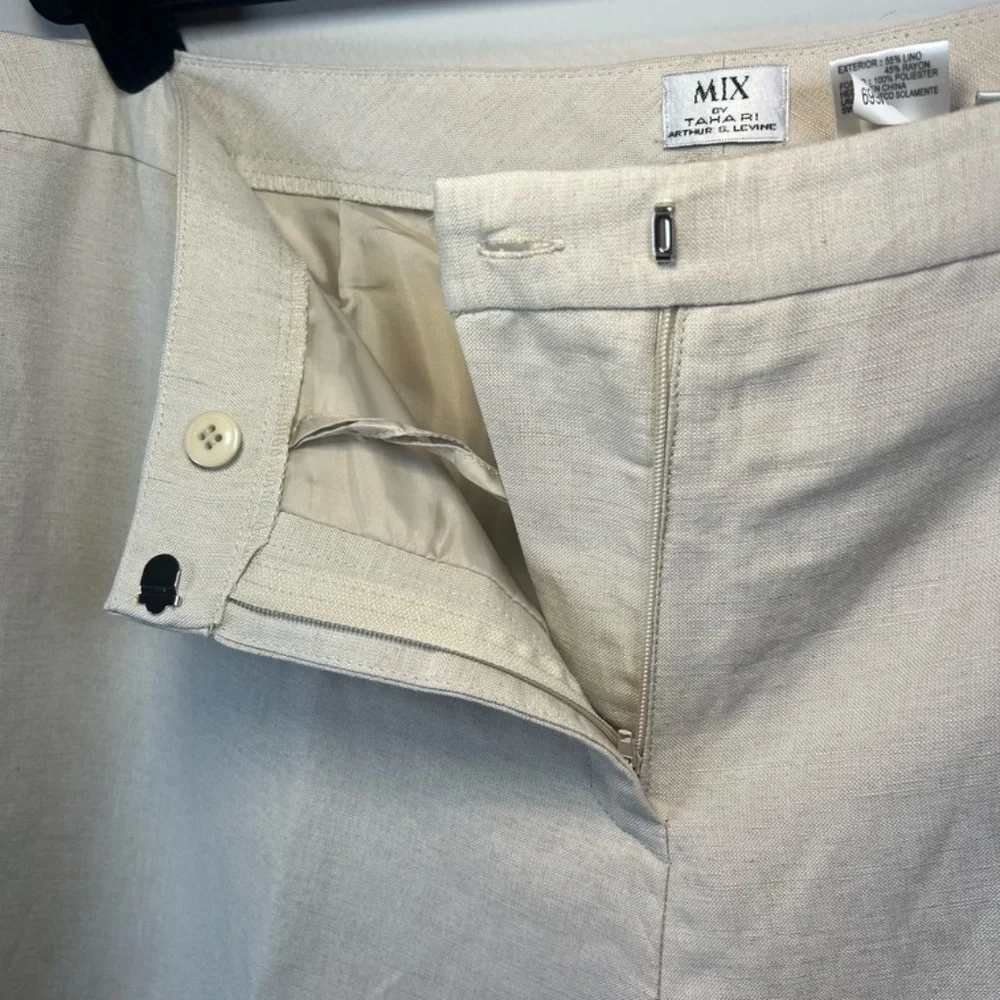 Tahari Arthur S Levine Straight Trouser Paints Beige Lined Career Summer 39